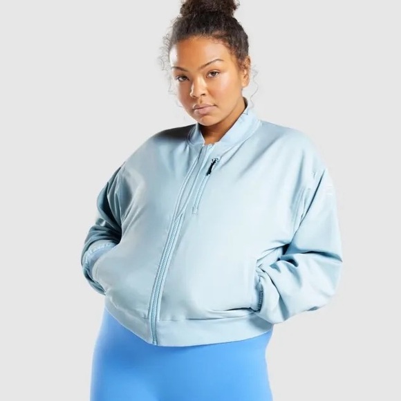 Gymshark Essential Bomber in Light Blue - Picture 1 of 4